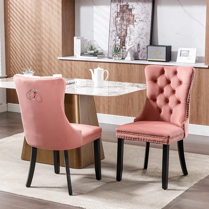 NicBex Haerin-SD-00100-LWJ Dining Chairs, 25.5"x19.7"x37.4", Pink - LeafyLoom