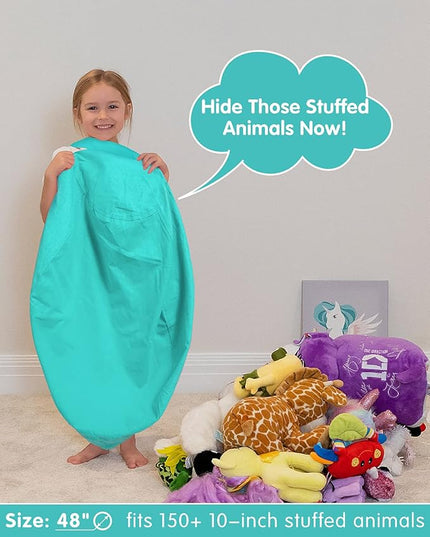 Aubliss Stuffed Animal Bean Bag Storage Chair, Beanbag Covers Only for Organizing Plush Toys, Turns into Bean Bag Seat for Kids When Filled, X-Large 48"-Canvas Solid Aqua - LeafyLoom