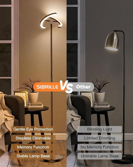 Brown Floor Lamp, Modern Stepless Dimmable Standing Lamp with Remote Control, 20W 3000-6000K LED Rotatable Floor Light Uplighter Stand up Lamp Tall Lamp for Living Room Bedroom Office - LeafyLoom