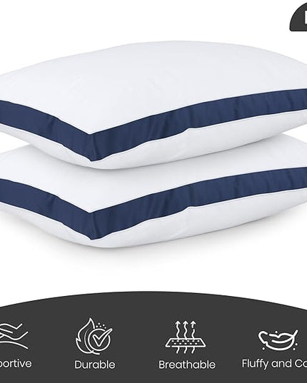 Utopia Bedding Bed Pillows for Sleeping King Size (Navy), Set of 2, Cooling Hotel Quality, Gusseted Pillow for Back, Stomach or Side Sleepers - LeafyLoom