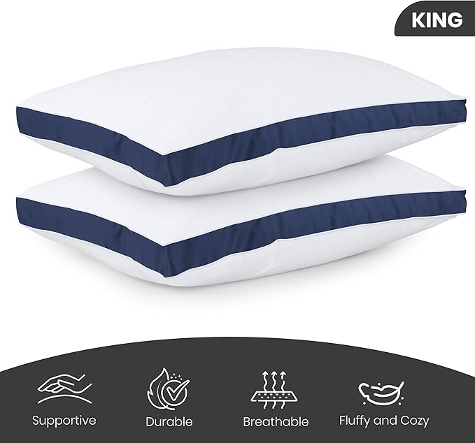 Utopia Bedding Bed Pillows for Sleeping King Size (Navy), Set of 6, Cooling Hotel Quality, Gusseted Pillow for Back, Stomach or Side Sleepers - LeafyLoom