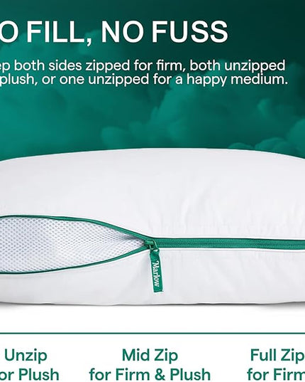 Marlow Adjustable Memory Foam Pillow by Brooklinen - Provides Back and Neck Pain Relief - Ideal Back, Stomach and Side Sleeper Pillow - Cooling-infused Pillow - Standard/Queen Size - LeafyLoom
