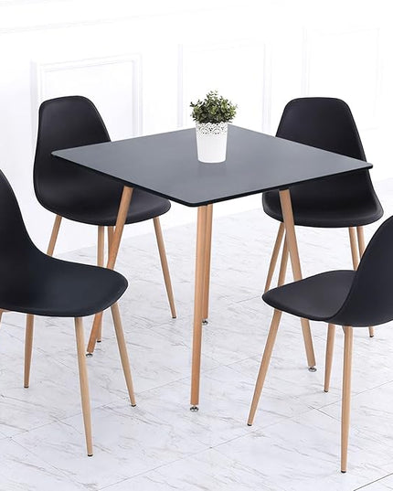 31.5 Inch Square Dining Table for 2-4 People, Modern Functional Table with Wooden Legs for Home Office Kitchen Dining Room Patio Small Spaces, Black - LeafyLoom