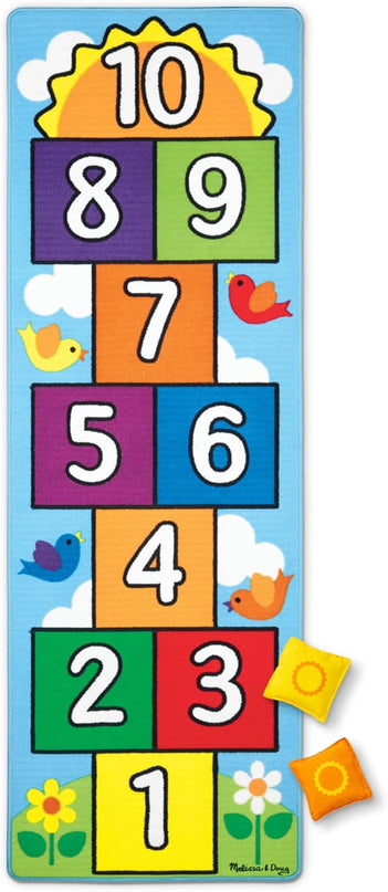 Melissa & Doug Hop & Count Hopscotch Rug (Play Space & Room Decor, Skid-Proof Backing, 27” H x 5.5” W x 5.5” L) - Classic Hopscotch Rug For Kids - LeafyLoom