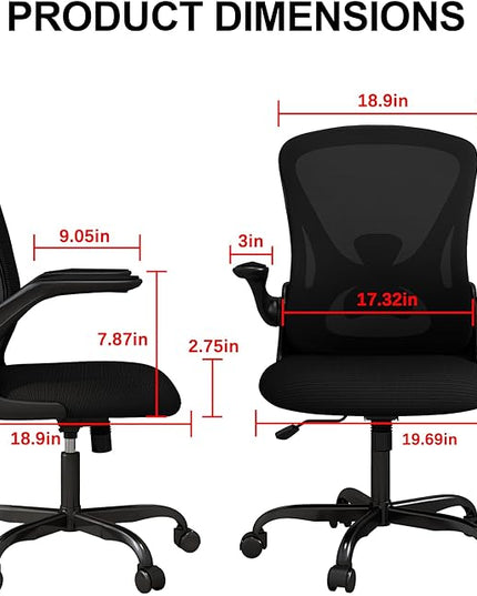 Sytas Home Office Chair Ergonomic, Mesh Desk Chair Lumbar Support, Ergonomic Computer Chair Adjustable Armrest - LeafyLoom