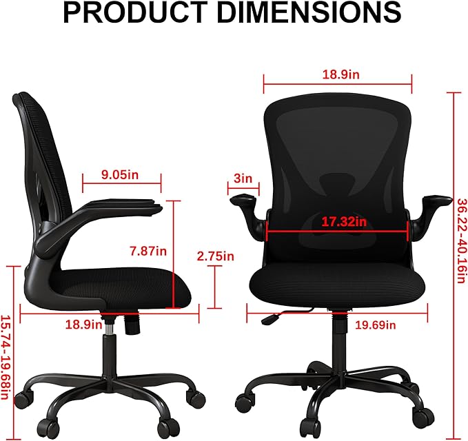Sytas Home Office Chair Ergonomic, Mesh Desk Chair Lumbar Support, Ergonomic Computer Chair Adjustable Armrest - LeafyLoom