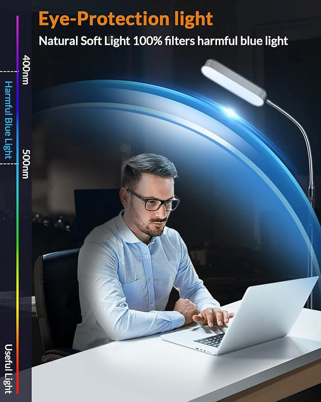 LEPOWER Floor Lamp, Eye-Caring LED Standing Lamp with 5 Color Temperatures, Stepless Dimmer & 3 Timer Function, Bright Adjustable Reading Lamp for Living Room, Office, Bedroom - LeafyLoom