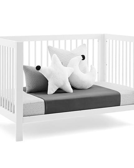 Delta Children babyGap Charlie 6-in-1 Convertible Crib + Brannan Bear Bookcase with Bins + Brannan Bear Wall Shelf with 4 Hooks, Bianca White (Bundle) - LeafyLoom