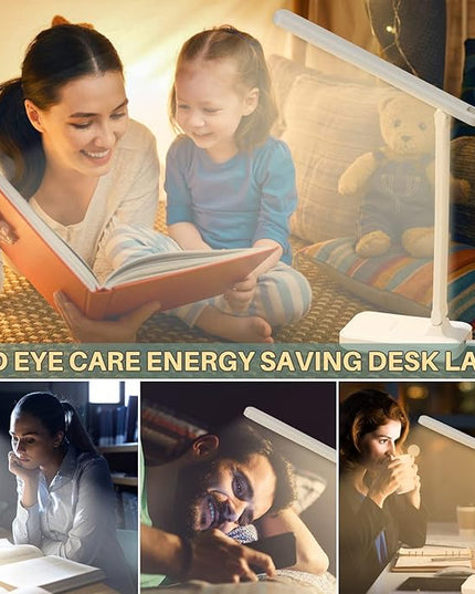 LED Desk Lamp with Touch Control for Reading, No Flicker, 3 Color Modes, Foldable for Table and Eye Caring for Office, Home, Dormitory, USB Interface DC5V 1A - LeafyLoom