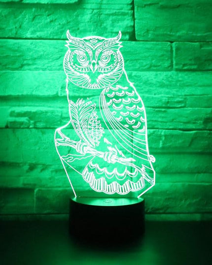 Owl Lamp Desk Table Light 3D Optical Illusion Night Light 3D Lamp owl Night Lamp 7 Colors Changing Touch Control Gift for Christmas Birthday Valentine's Day Kids - LeafyLoom