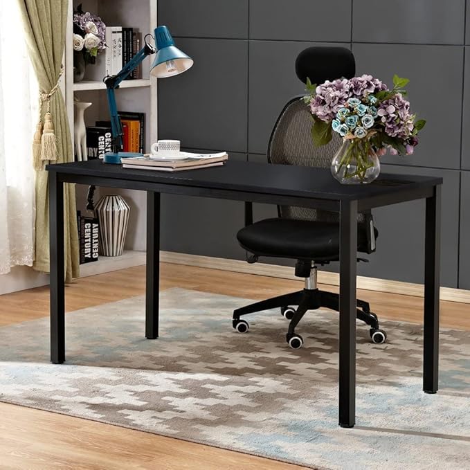 sogesfurniture 47.2 inches Office Desk Computer Desk Gaming Desk Computer Table Sturdy Writing Workstation for Home Office, Black - LeafyLoom