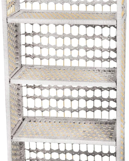 Oriental Furniture 43" Natural Fiber Shelving Unit - White - LeafyLoom