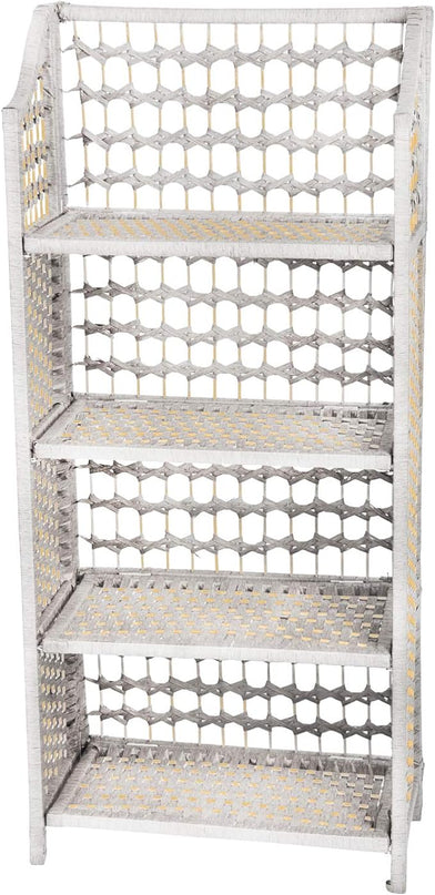 Oriental Furniture 43" Natural Fiber Shelving Unit - White - LeafyLoom