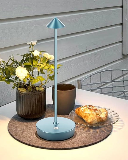 Set of 2 Rechargeable Cordless Table Lamp,6000mAh LED Battery Operated Desk Lamp Touch 3 Color Dimming Portable Outdoor Waterproof Table Light for Patio/Restaurant/Dining/Home (Blue) - LeafyLoom
