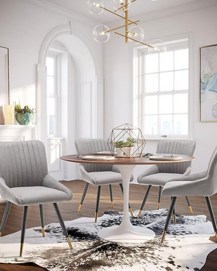 Alunaune Upholstered Grey Dining Chairs Set of 2 Modern Kitchen Chairs, Mid Century Accent Chair Faux Suede Armless Leisure Chair Living Room Desk Side Chair - LeafyLoom