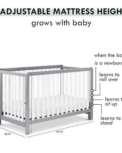 Carter's by DaVinci Colby 4-in-1 Low-Profile Convertible Crib in Grey and White, Greenguard Gold Certified - LeafyLoom