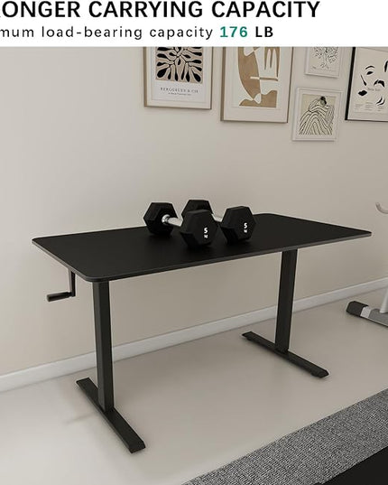 Whole Piece Top Manual Standing Desk Adjustable Height- Crank Stand Up Desk, Sit Stand Desk with Frame & Desktop, Computer Desk - LeafyLoom