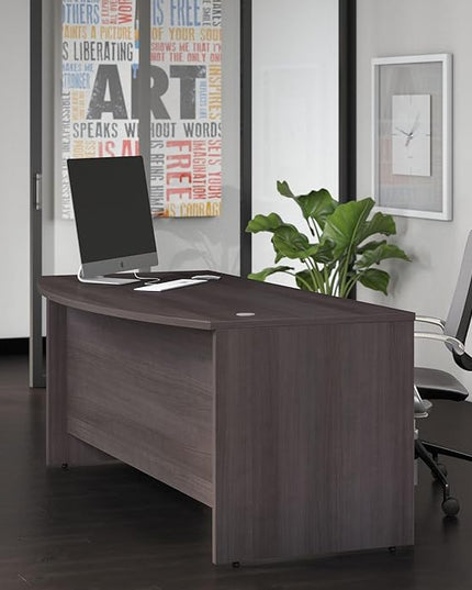 Bush Business Furniture Studio C Bow Front Desk, Computer Table for Home or Professional Office, 72W x 36D, Storm Gray - LeafyLoom
