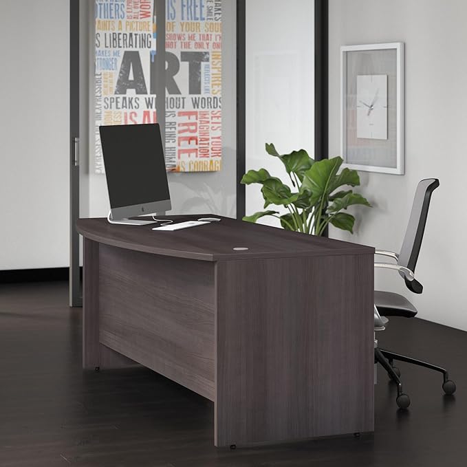 Bush Business Furniture Studio C Bow Front Desk, Computer Table for Home or Professional Office, 72W x 36D, Storm Gray - LeafyLoom
