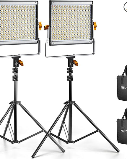 Neewer 2 Packs Dimmable Bi-Color 480 LED Video Light and Stand Lighting Kit Includes: 3200~5600K CRI 96+ LED Panel with U Bracket, 75 inches Light Stand for YouTube Studio Photography, Video Shooting Neewer