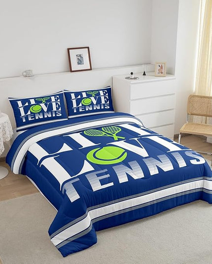 Feelyou Kids Tennis Comforter Set King Size Tennis Ball Bedding Set for Boys Girls Teens Bedroom Decor Ball Gaming Comforter Women Men Gift for Tennis Lover Duvet Set with 2 Pillow Case - LeafyLoom