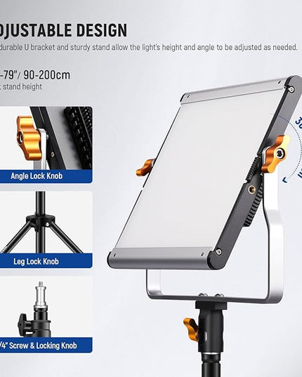 Neewer 2 Packs Dimmable Bi-Color 480 LED Video Light and Stand Lighting Kit Includes: 3200~5600K CRI 96+ LED Panel with U Bracket, 75 inches Light Stand for YouTube Studio Photography, Video Shooting Neewer