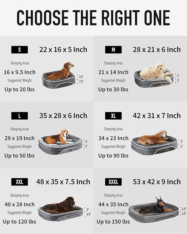 OhGeni Orthopedic Dog Bed Couch for Medium Sized Pets with Egg Foam Support, Four-Sided Bolster Cushions, Soft Tear-Resistant Fabric, and Removable Machine Washable Plush Cover 28-Inch (Gray) OhGeni