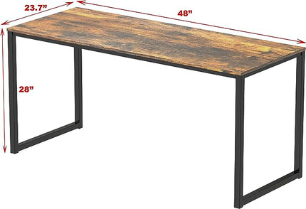 SHW Home Office 48-Inch Computer Desk, 24" Deep, Rustic Brown - LeafyLoom