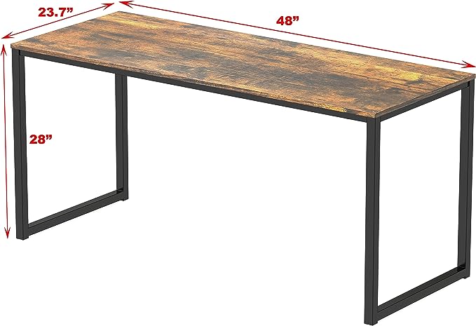 SHW Home Office 48-Inch Computer Desk, 24" Deep, Rustic Brown - LeafyLoom