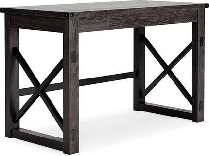 Signature Design by Ashley Freedan Rustic Farmhouse Home Office Desk, Dark Gray - LeafyLoom