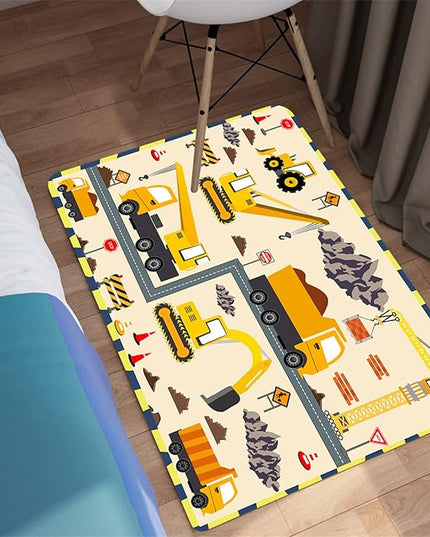 Construction Play Mat Car Rug Play Mat Construction Rugs for Boys Room Car Rug for Boys Room Construction Decor for Boys Room Playroom Rug for Livingroom 2'×3' - LeafyLoom