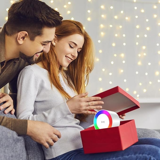 15 W Wireless Charger with Bluetooth Speaker and Night Light Induction Wireless Chargers with 5 RGB Light Modes Touch Dimmable Bedside Lamp Gifts for Women and Men - LeafyLoom
