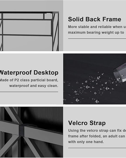 Elephance 40" Folding Computer Desk No Assembly Needed Foldable Small Home Office Desk Study Writing Desk Gaming Table for Small Space - LeafyLoom