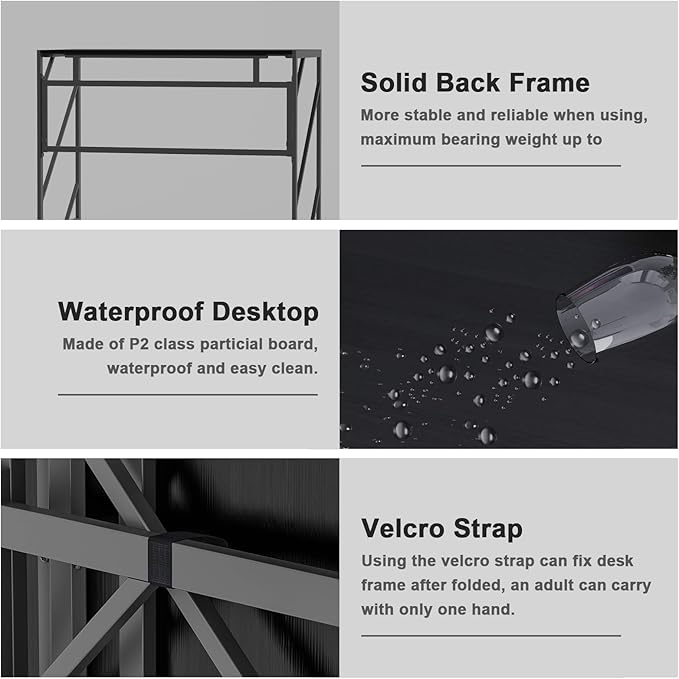 Elephance 40" Folding Computer Desk No Assembly Needed Foldable Small Home Office Desk Study Writing Desk Gaming Table for Small Space - LeafyLoom