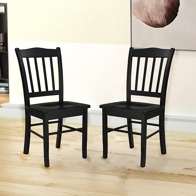 Boraam Shaker 2 Room Side Chairs, Dining Height, Black - LeafyLoom