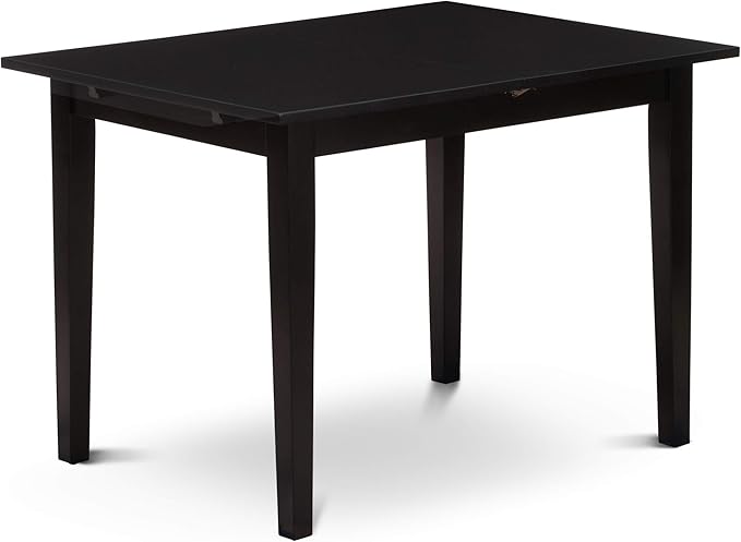 East West Furniture NODA5-BLK-C 5 Piece Dining Room Table Set Includes a Rectangle Kitchen Table with Butterfly Leaf and 4 Linen Fabric Upholstered Dining Chairs, 32x54 Inch, Black - LeafyLoom