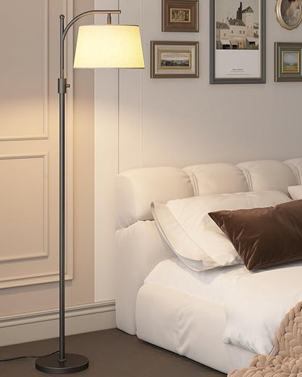 Floor Lamp for Living Room,Classic Standing Lamp with Textured Linen Shade,Tall Floor Lamp for Living Room,Bedroom,Office,Reading,9W LED Bulb Included - LeafyLoom