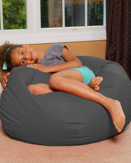 Posh Creations Bean Bag Chair for Kids, Teens, and Adults Includes Removable and Machine Washable Cover, Heather Gray, 38in - Large - LeafyLoom