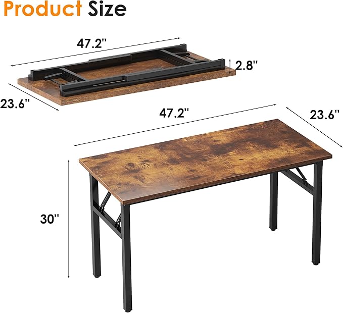 Need 47 inches Computer Desk Office Desk Folding Table with BIFMA Certification Computer Table Workstation, Rustic Brown AC5FB-120 - LeafyLoom