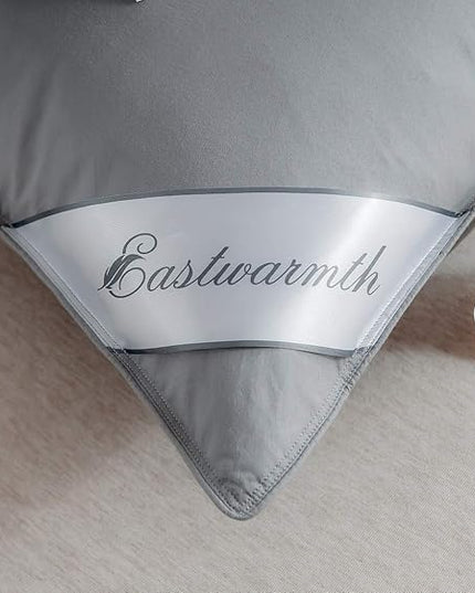 Goose Down Feather Bed Pillows for Sleeping,Medium Firm,Soft Support Grey Color Standard Size One Pillow - LeafyLoom
