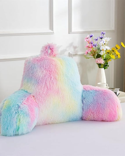 Aimuan Reading Pillow Bed Rest Wedge Large Adult Backrest Pillow with Arms Back Support for Sitting Up in Bed Cushion Incline Rest Sleeping Snoring Pillow, Light-Pink, Large - LeafyLoom