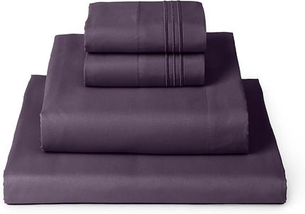Mellanni Twin XL Sheets Set - 4 Piece Iconic Collection Bedding Sheets & Pillowcases - Soft, Cooling Bed Sheets - Deep Pocket up to 16 inch - 4 PC (Twin Extra Long, Purple w/Extra Pillow Case) - LeafyLoom