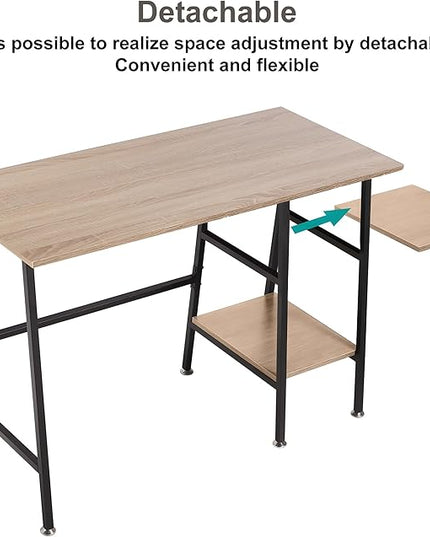 VECELO 43 Inch Home Office Computer Easy to Assemble Simple Table Modern Student Study Desk,Water Proof, Oak+black leg - LeafyLoom