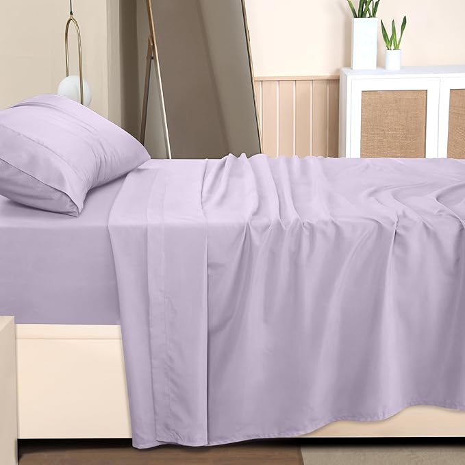 Utopia Bedding Twin Bed Sheets Set - 3 Piece Bedding - Brushed Microfiber - Shrinkage and Fade Resistant - Easy Care (Twin, Lavender) - LeafyLoom