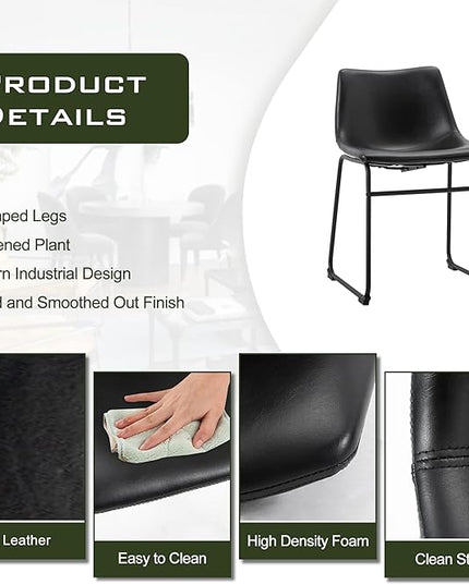 NicBex Retro Side Chair Dining Chair with Metal Legs for Kitchen, Living, Dining Room, Set of 2, (Black Color) (A-GE17014-USSU014) - LeafyLoom