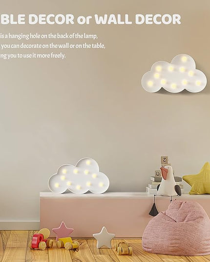 White Cloud Decor, Battery Powered Cloud Night Light for Kids, Kids Night Lights for Bedroom, Baby Night Light for Bedroom, Toddler Night Lights, Kids Room Decor for Bedroom - LeafyLoom