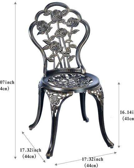 3 Piece Bistro Set,Outdoor Patio Set,Anti-Rust Cast Aluminum Bistro Table Set for Park Yard Front Porch Furniture(Antique Copper) - LeafyLoom