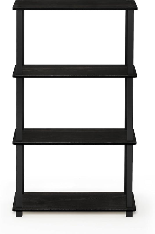 Furinno Turn-N-Tube 4-Tier Multipurpose Shelf Display Rack, Square Tube, Espresso/Black - LeafyLoom