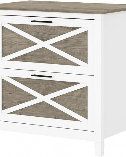 Bush Furniture Key West Lateral File Cabinet, Modern Farmhouse 2 Drawer File Cabinet for Home Office - LeafyLoom