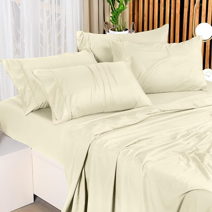 Utopia Bedding Queen Bed Sheets Set - 4 Piece Bedding - Brushed Microfiber - Shrinkage and Fade Resistant - Easy Care (Queen, Ivory) - LeafyLoom